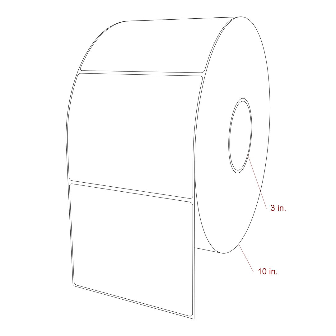 5.25 Inch x 4.25 Inch Rectangle Inkjet Label Roll - 3 Inch Core - 10 Inch Roll OD - 3D Perspective