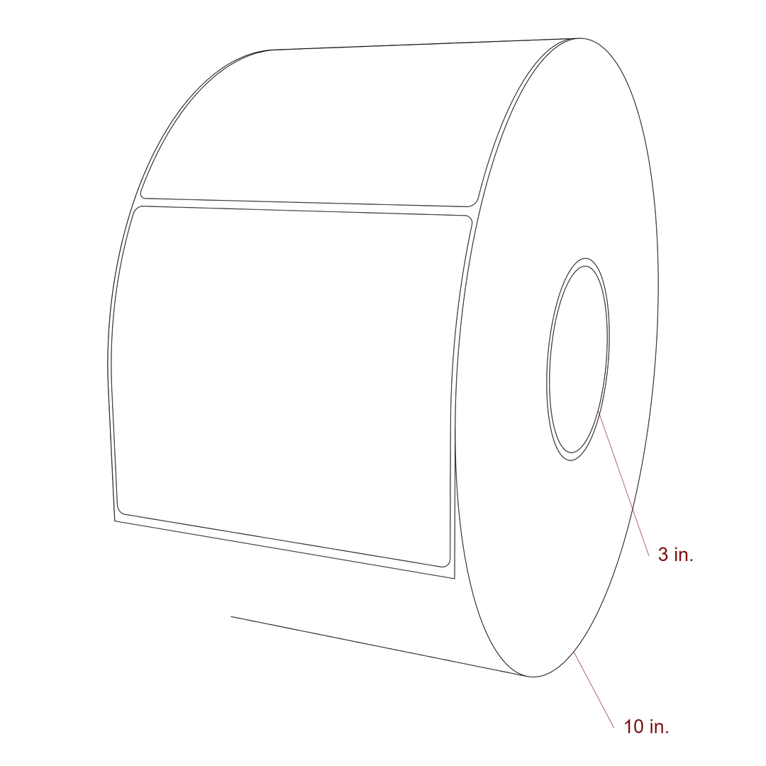 5.25 Inch x 4.5 Inch Rectangle Inkjet Label Roll - 3 Inch Core - 10 Inch Roll OD - 3D Perspective