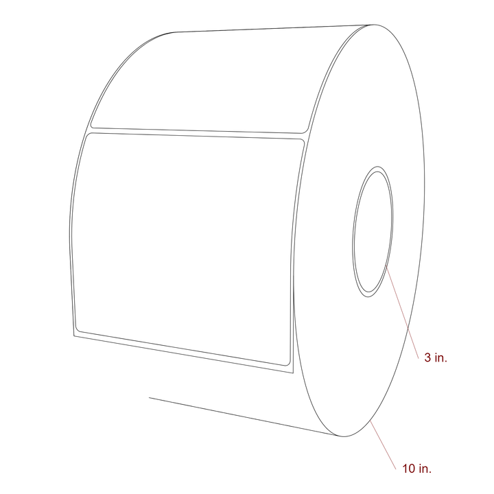 5.25 Inch x 4.5 Inch Rectangle Inkjet Label Roll - 3 Inch Core - 10 Inch Roll OD - 3D Perspective