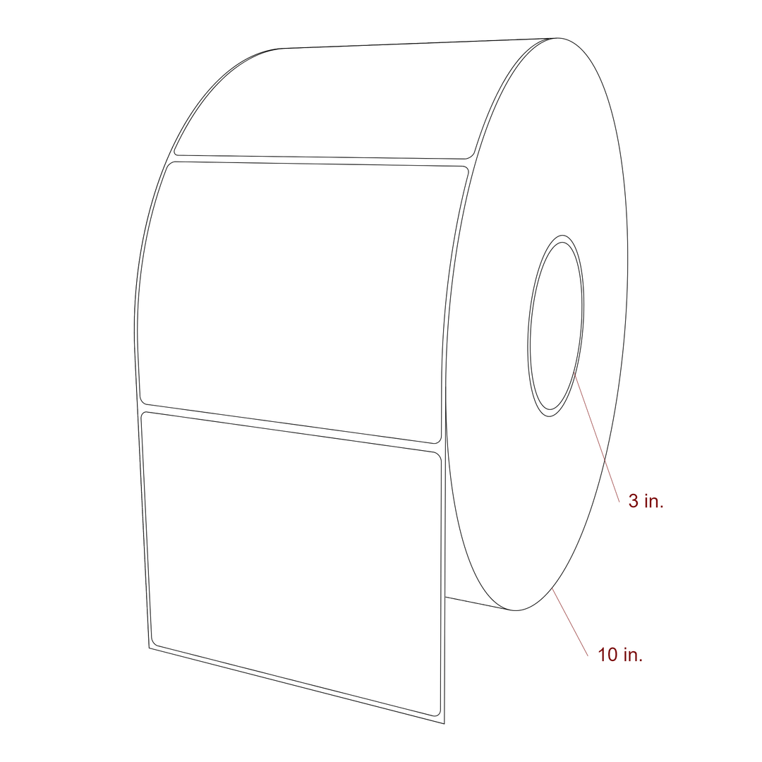 5.25 Inch x 4 Inch Rectangle Inkjet Label Roll - 3 Inch Core - 10 Inch Roll OD - 3D Perspective