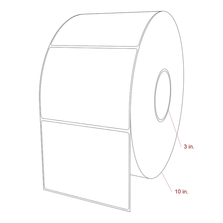 5.25 Inch x 4 Inch Rectangle Inkjet Label Roll - 3 Inch Core - 10 Inch Roll OD - 3D Perspective