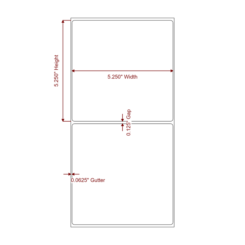 5.25" x 5.25" Inkjet Label Rolls | Fits Epson ColorWorks, VIPColor & Primera - Label Diagram