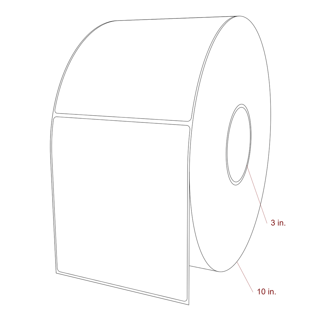 5.25 Inch x 5.75 Inch Rectangle Inkjet Label Roll - 3 Inch Core - 10 Inch Roll OD - 3D Perspective