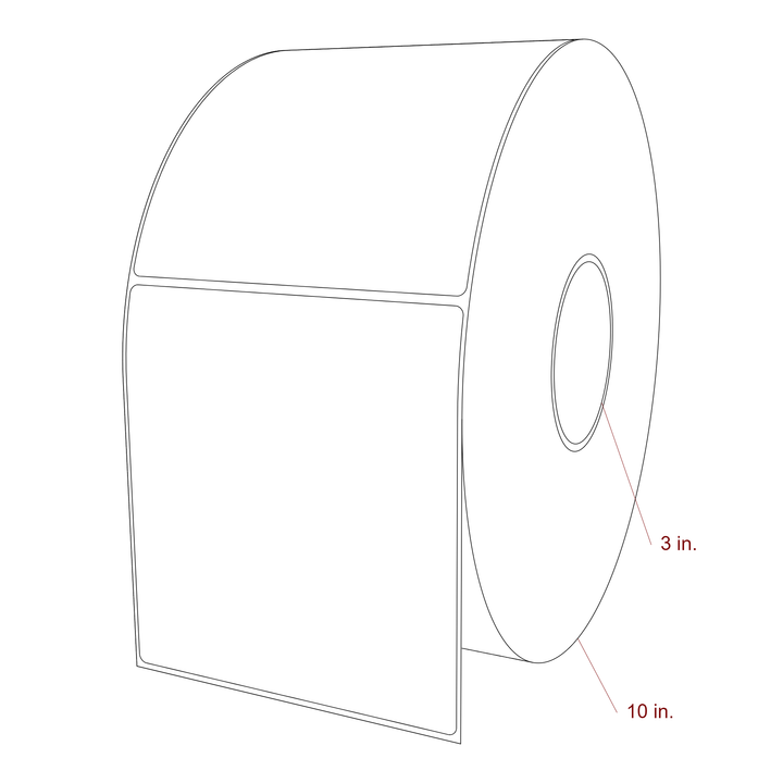 5.25 Inch x 5.75 Inch Rectangle Inkjet Label Roll - 3 Inch Core - 10 Inch Roll OD - 3D Perspective