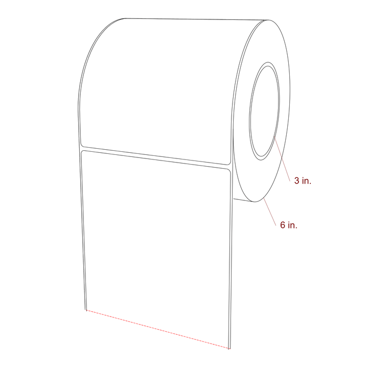 5.25 Inch x 5.75 Inch Rectangle Inkjet Label Roll - 3 Inch Core - 6 Inch Roll OD - 3D Perspective