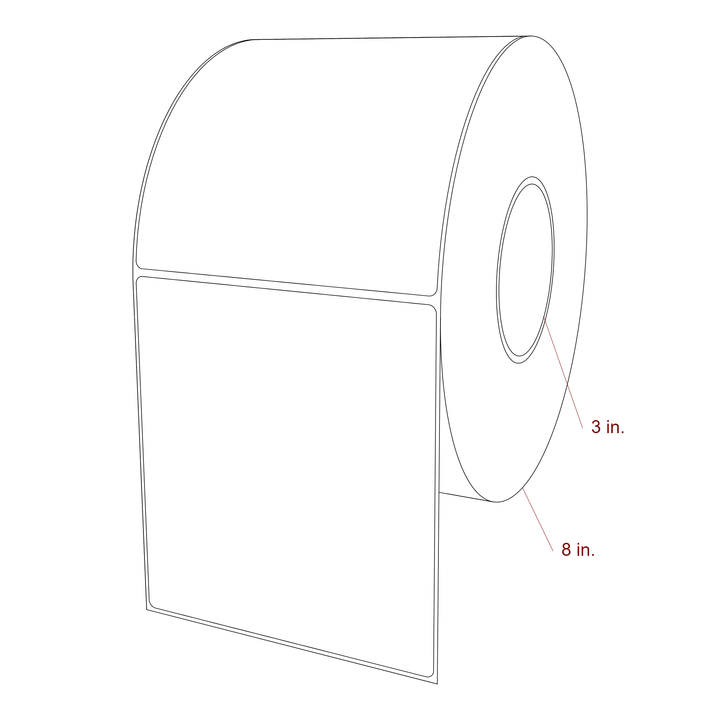 5.25 Inch x 5.75 Inch Rectangle Inkjet Label Roll - 3 Inch Core - 8 Inch Roll OD - 3D Perspective