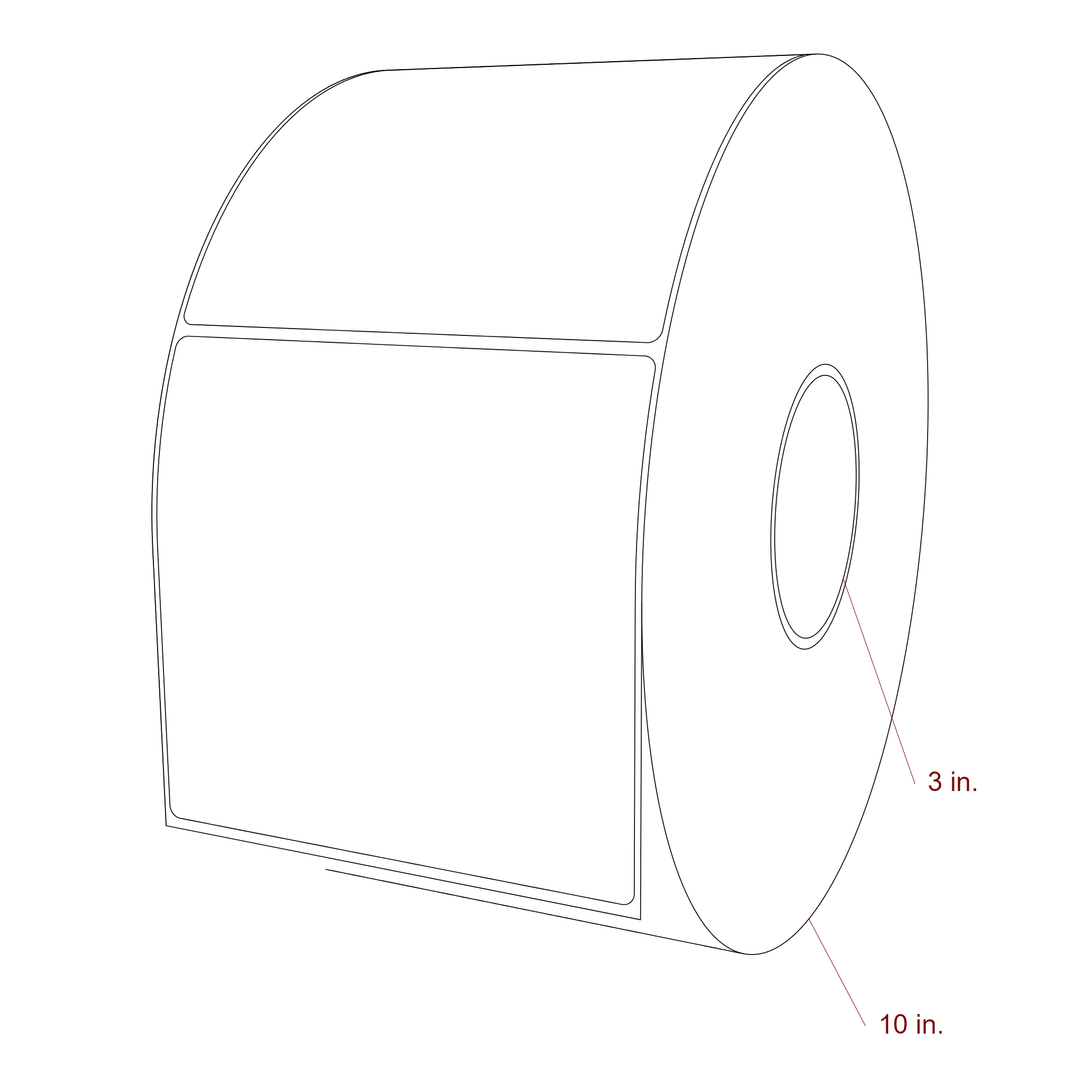 5.25 Inch x 5 Inch Rectangle Inkjet Label Roll - 3 Inch Core - 10 Inch Roll OD - 3D Perspective