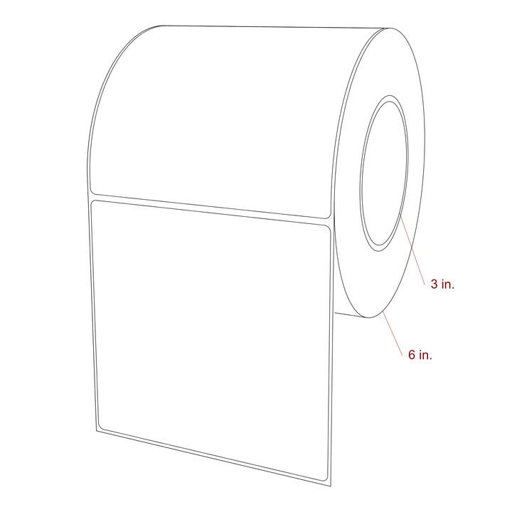 5.25 Inch x 5 Inch Rectangle Inkjet Label Roll - 3 Inch Core - 6 Inch Roll OD - 3D Perspective