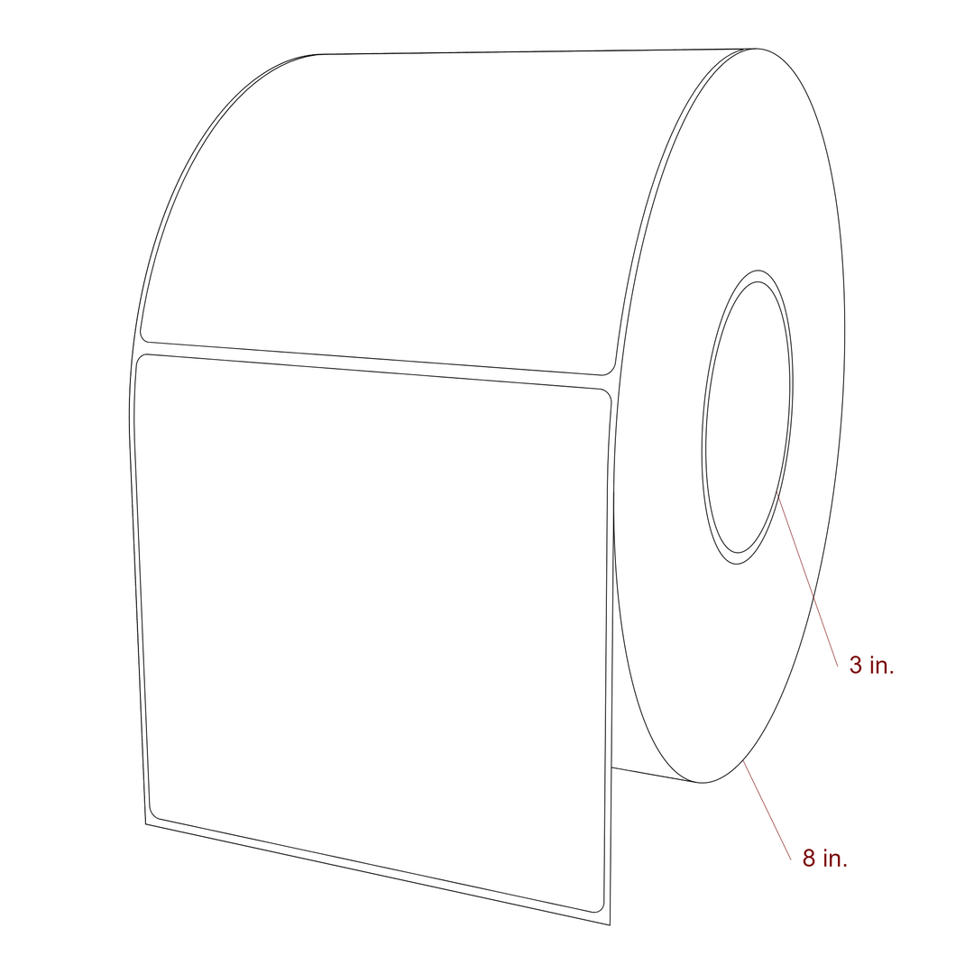 5.25 Inch x 5 Inch Rectangle Inkjet Label Roll - 3 Inch Core - 8 Inch Roll OD - 3D Perspective