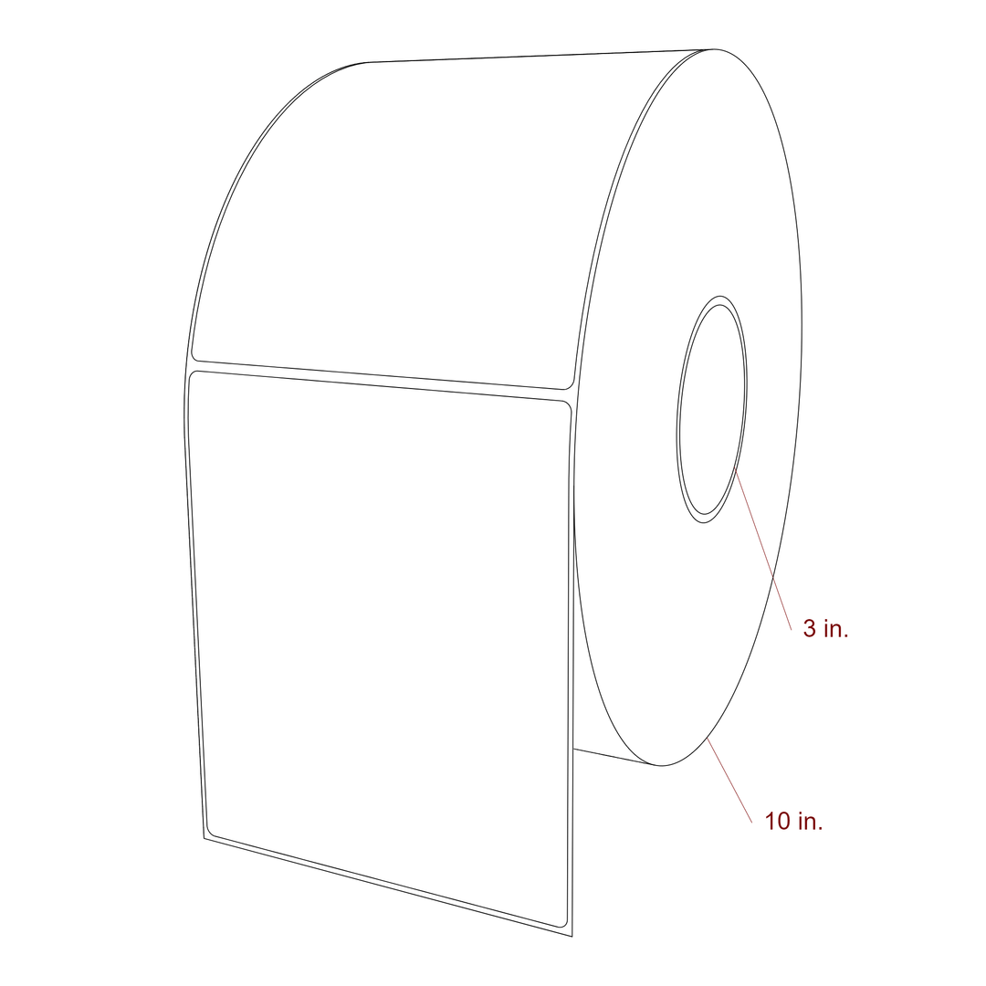 5.25 Inch x 6.25 Inch Rectangle Inkjet Label Roll - 3 Inch Core - 10 Inch Roll OD - 3D Perspective