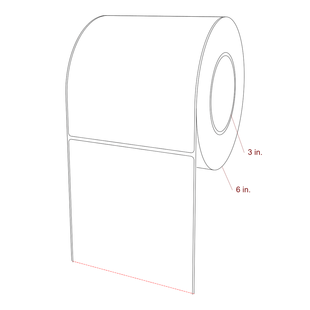 5.25 Inch x 6.25 Inch Rectangle Inkjet Label Roll - 3 Inch Core - 6 Inch Roll OD - 3D Perspective