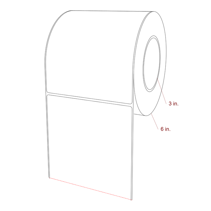 5.25 Inch x 6.25 Inch Rectangle Inkjet Label Roll - 3 Inch Core - 6 Inch Roll OD - 3D Perspective