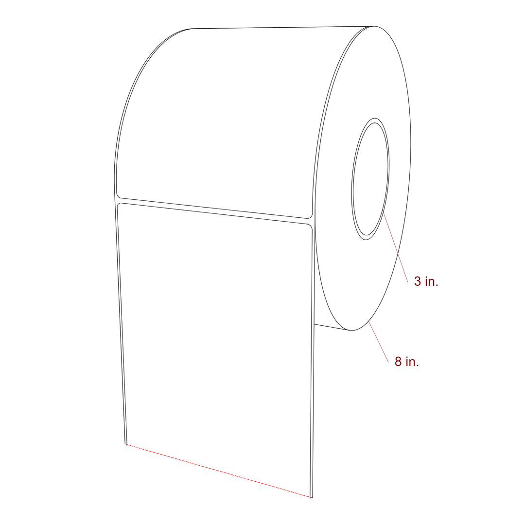 5.25 Inch x 6.25 Inch Rectangle Inkjet Label Roll - 3 Inch Core - 8 Inch Roll OD - 3D Perspective