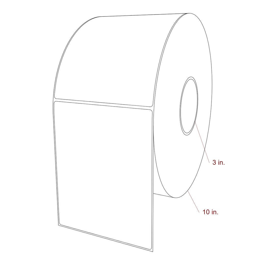 5.25 Inch x 6.5 Inch Rectangle Inkjet Label Roll - 3 Inch Core - 10 Inch Roll OD - 3D Perspective