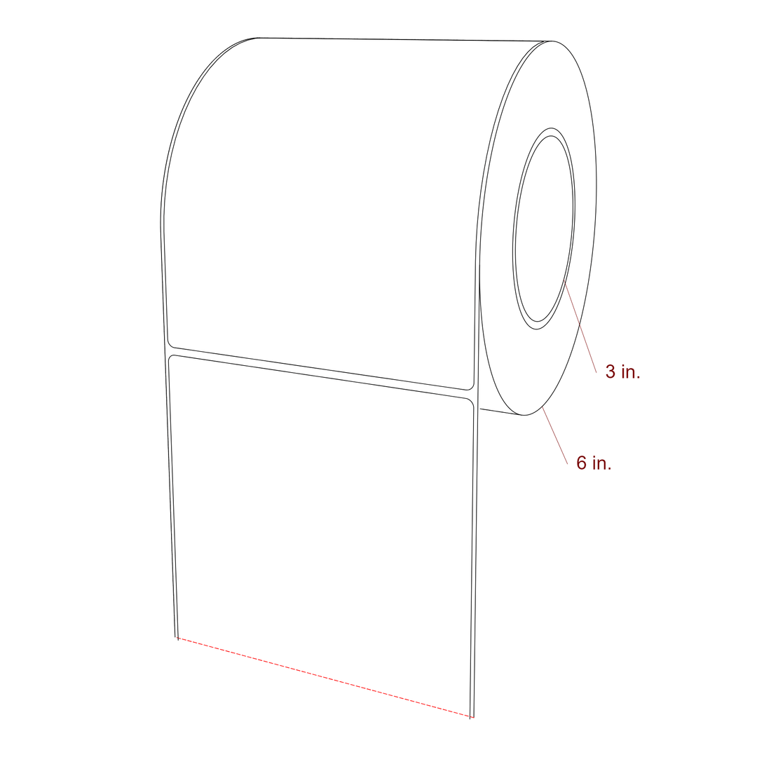 5.25 Inch x 6.5 Inch Rectangle Inkjet Label Roll - 3 Inch Core - 6 Inch Roll OD - 3D Perspective