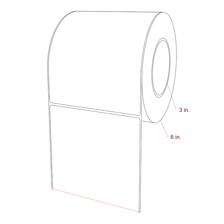 5.25 Inch x 6.5 Inch Rectangle Inkjet Label Roll - 3 Inch Core - 6 Inch Roll OD - 3D Perspective