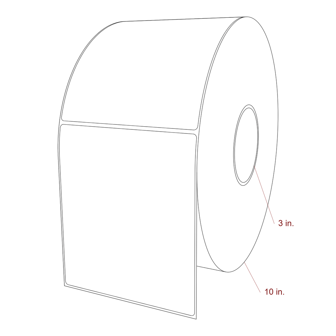5.25 Inch x 6 Inch Rectangle Inkjet Label Roll - 3 Inch Core - 10 Inch Roll OD - 3D Perspective