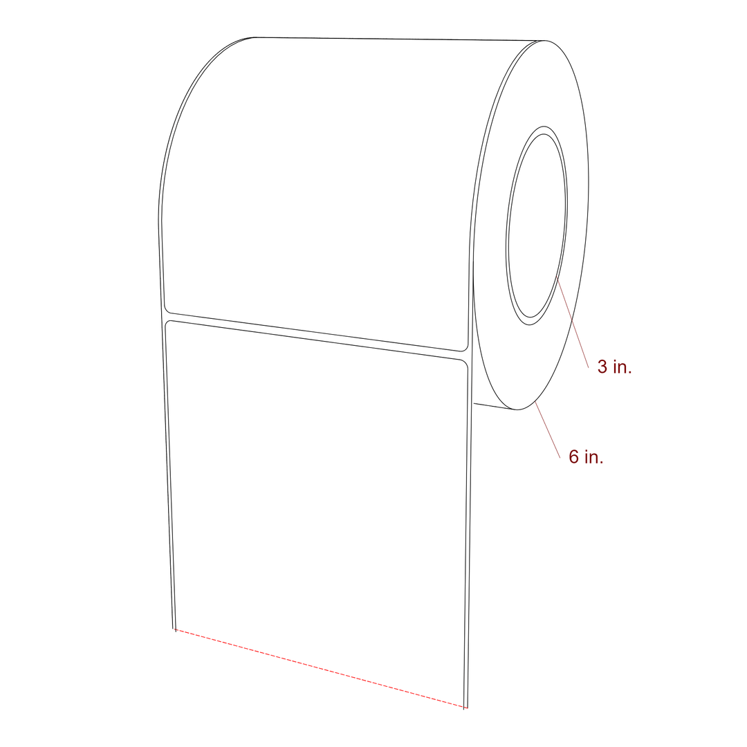 5.25 Inch x 6 Inch Rectangle Inkjet Label Roll - 3 Inch Core - 6 Inch Roll OD - 3D Perspective