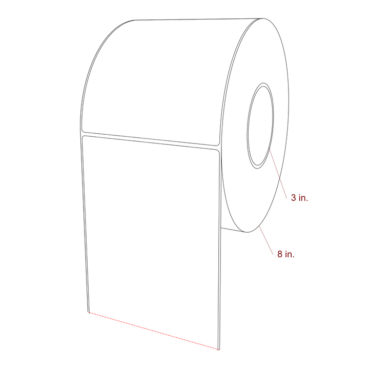 5.25 Inch x 6 Inch Rectangle Inkjet Label Roll - 3 Inch Core - 8 Inch Roll OD - 3D Perspective