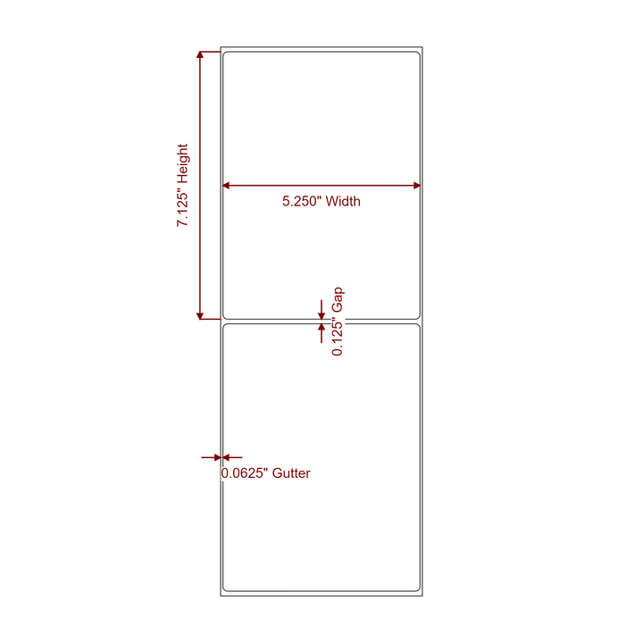 5.25" x 7.125" Rectangle Roll for Epson ColorWorks, VIPColor & Primera Printers; 5.25" x 7.125" Rectangle Label Diagram