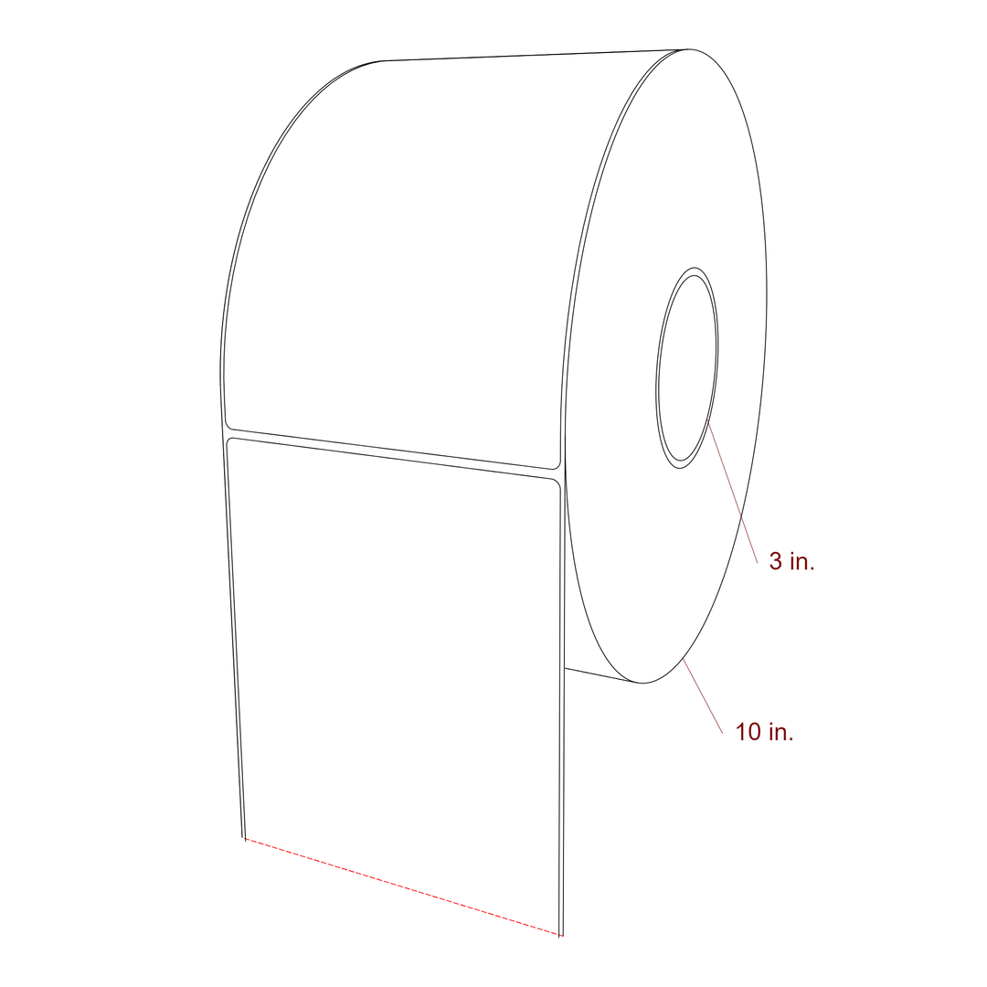 5.25 Inch x 7.75 Inch Rectangle Inkjet Label Roll - 3 Inch Core - 10 Inch Roll OD - 3D Perspective