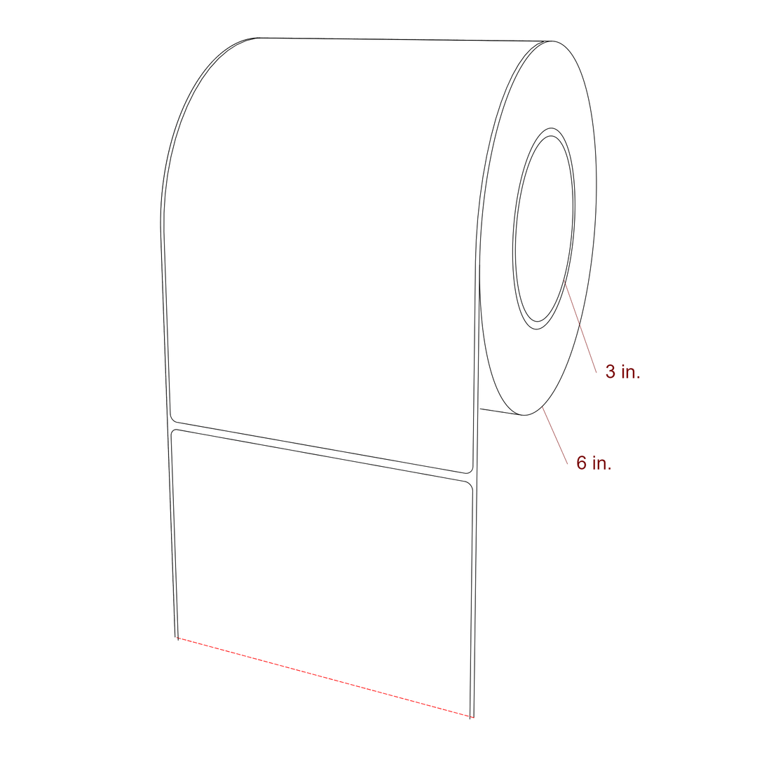5.25 Inch x 7.75 Inch Rectangle Inkjet Label Roll - 3 Inch Core - 6 Inch Roll OD - 3D Perspective