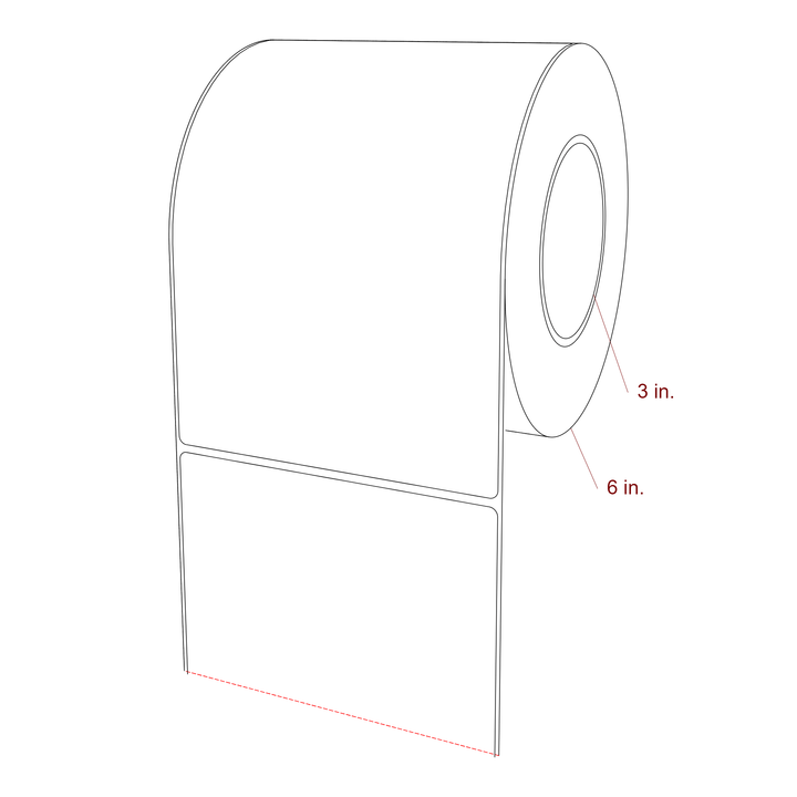 5.25 Inch x 7.75 Inch Rectangle Inkjet Label Roll - 3 Inch Core - 6 Inch Roll OD - 3D Perspective