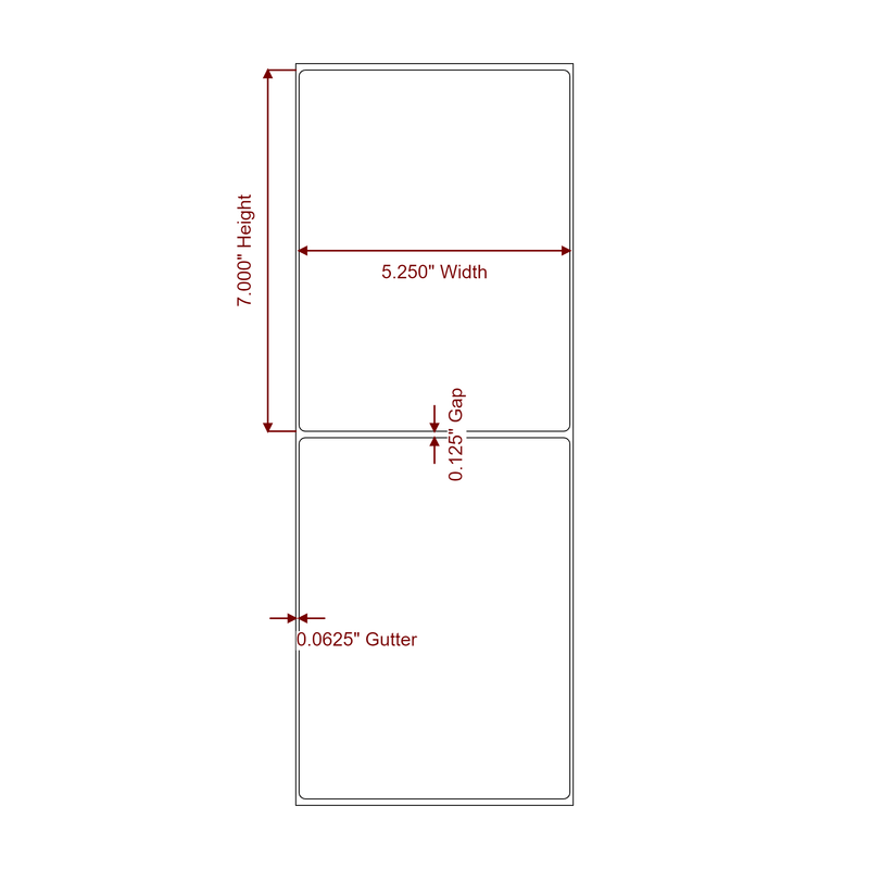 5.25" x 7" Inkjet Label Rolls | Fits Epson ColorWorks, VIPColor & Primera - Label Diagram