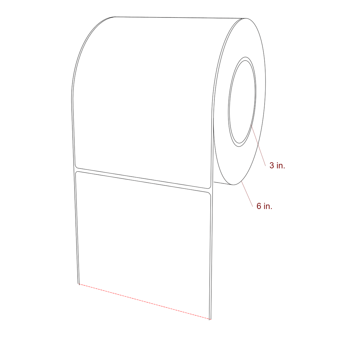 5.25 Inch x 7 Inch Rectangle Inkjet Label Roll - 3 Inch Core - 6 Inch Roll OD - 3D Perspective