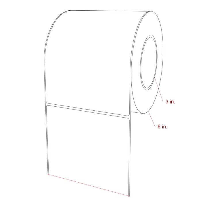 5.25 Inch x 7 Inch Rectangle Inkjet Label Roll - 3 Inch Core - 6 Inch Roll OD - 3D Perspective