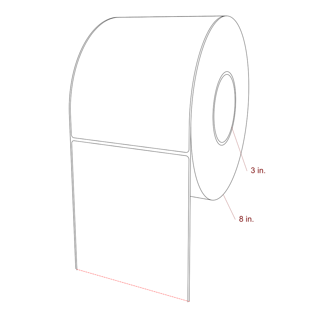 5.25 Inch x 7 Inch Rectangle Inkjet Label Roll - 3 Inch Core - 8 Inch Roll OD - 3D Perspective