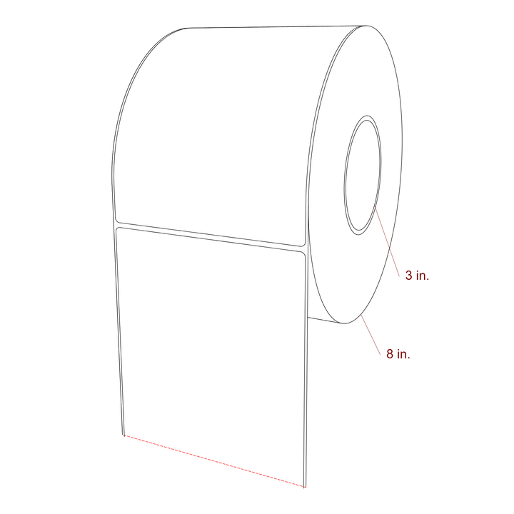 5.25 Inch x 7 Inch Rectangle Inkjet Label Roll - 3 Inch Core - 8 Inch Roll OD - 3D Perspective