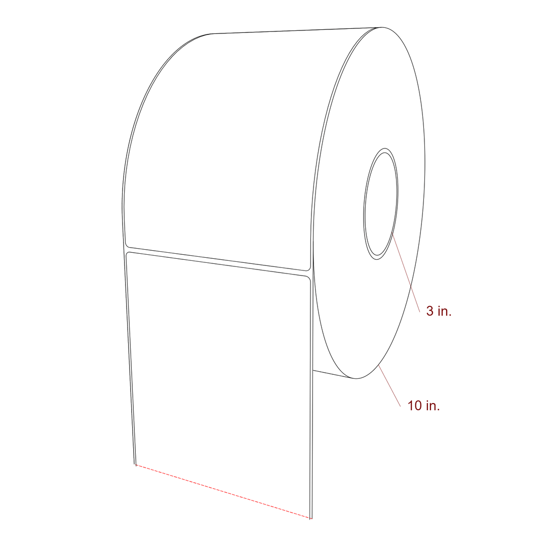 5.25 Inch x 8 Inch Rectangle Inkjet Label Roll - 3 Inch Core - 10 Inch Roll OD - 3D Perspective