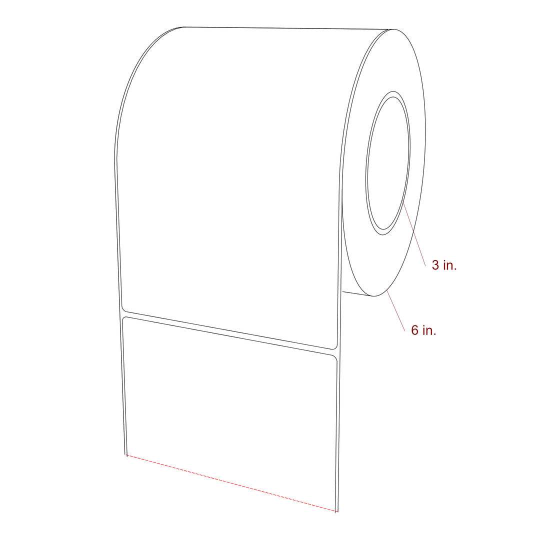 5.25 Inch x 8 Inch Rectangle Inkjet Label Roll - 3 Inch Core - 6 Inch Roll OD - 3D Perspective
