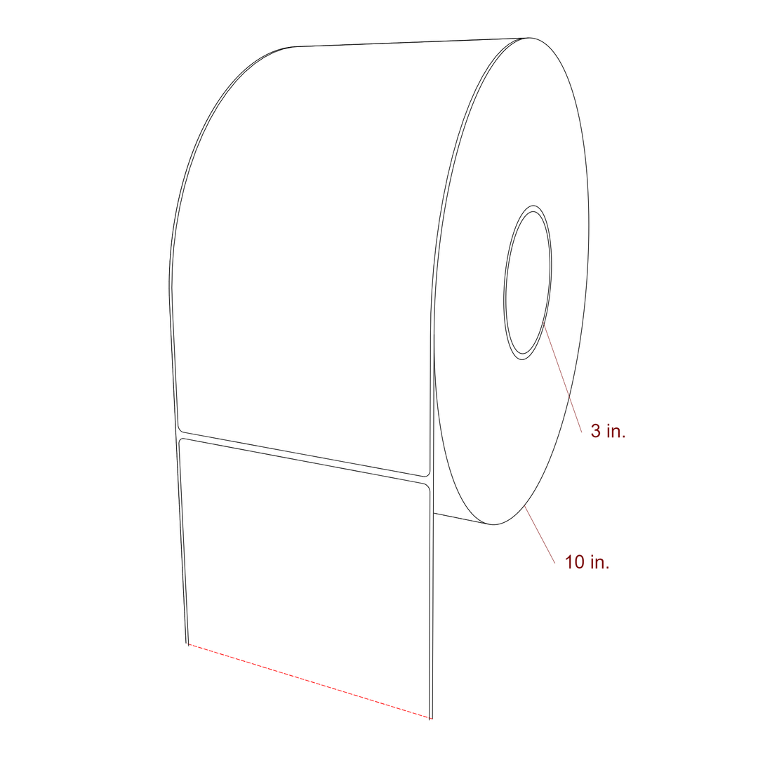 5.25 Inch x 9.75 Inch Rectangle Inkjet Label Roll - 3 Inch Core - 10 Inch Roll OD - 3D Perspective