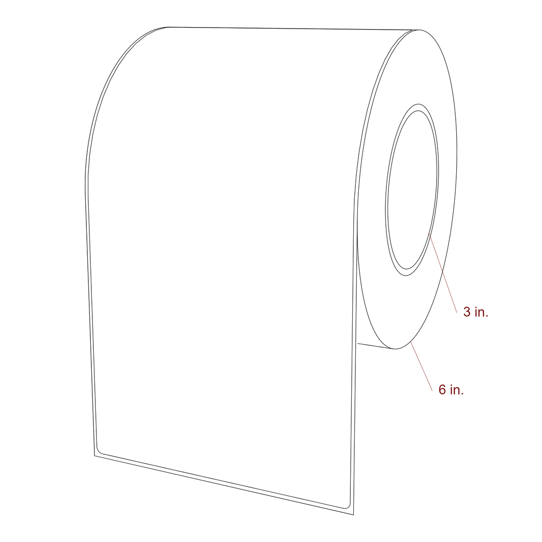 5.25 Inch x 9.75 Inch Rectangle Inkjet Label Roll - 3 Inch Core - 6 Inch Roll OD - 3D Perspective