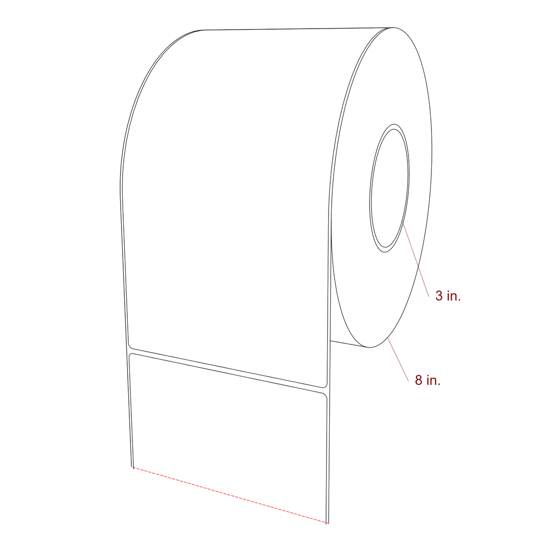 5.25 Inch x 9.75 Inch Rectangle Inkjet Label Roll - 3 Inch Core - 8 Inch Roll OD - 3D Perspective