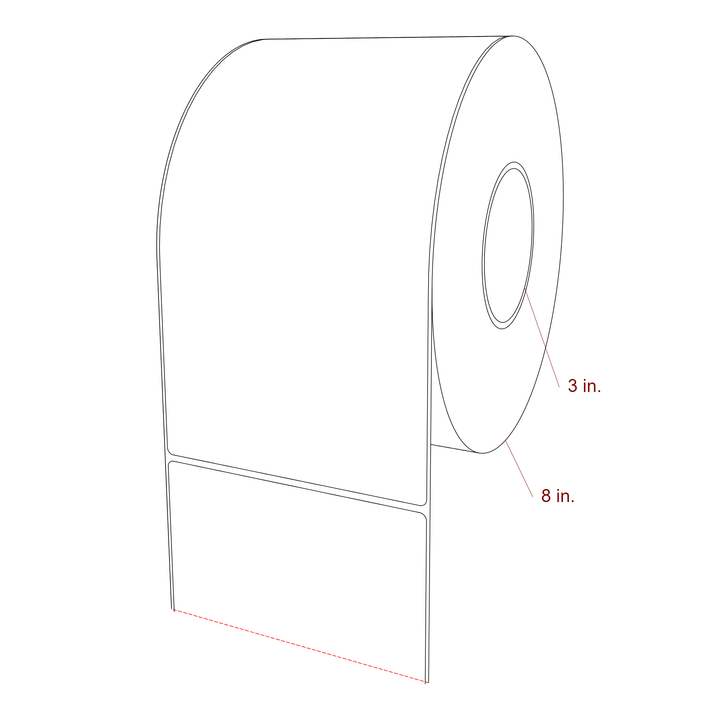 5.25 Inch x 9.75 Inch Rectangle Inkjet Label Roll - 3 Inch Core - 8 Inch Roll OD - 3D Perspective
