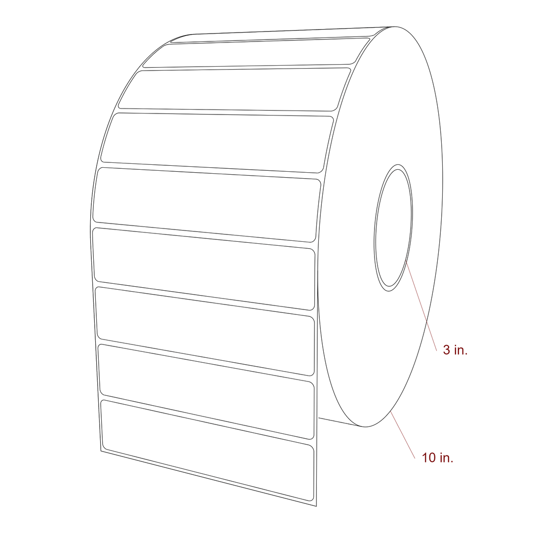 5.5 Inch x 1.25 Inch Rectangle Inkjet Label Roll - 3 Inch Core - 10 Inch Roll OD - 3D Perspective