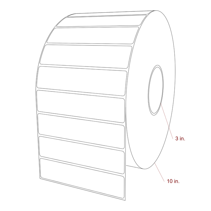 5.5 Inch x 1.25 Inch Rectangle Inkjet Label Roll - 3 Inch Core - 10 Inch Roll OD - 3D Perspective