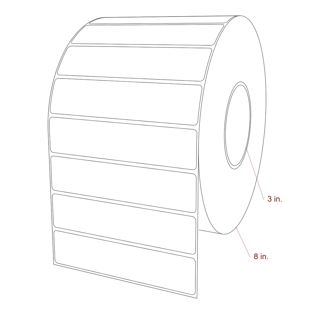 5.5 Inch x 1.25 Inch Rectangle Inkjet Label Roll - 3 Inch Core - 8 Inch Roll OD - 3D Perspective