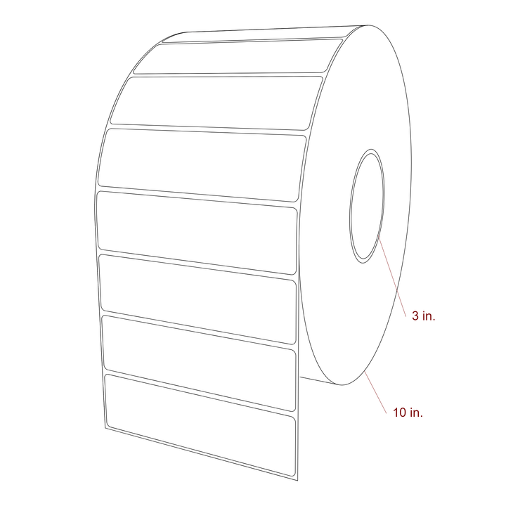 5.5 Inch x 1.5 Inch Rectangle Inkjet Label Roll - 3 Inch Core - 10 Inch Roll OD - 3D Perspective