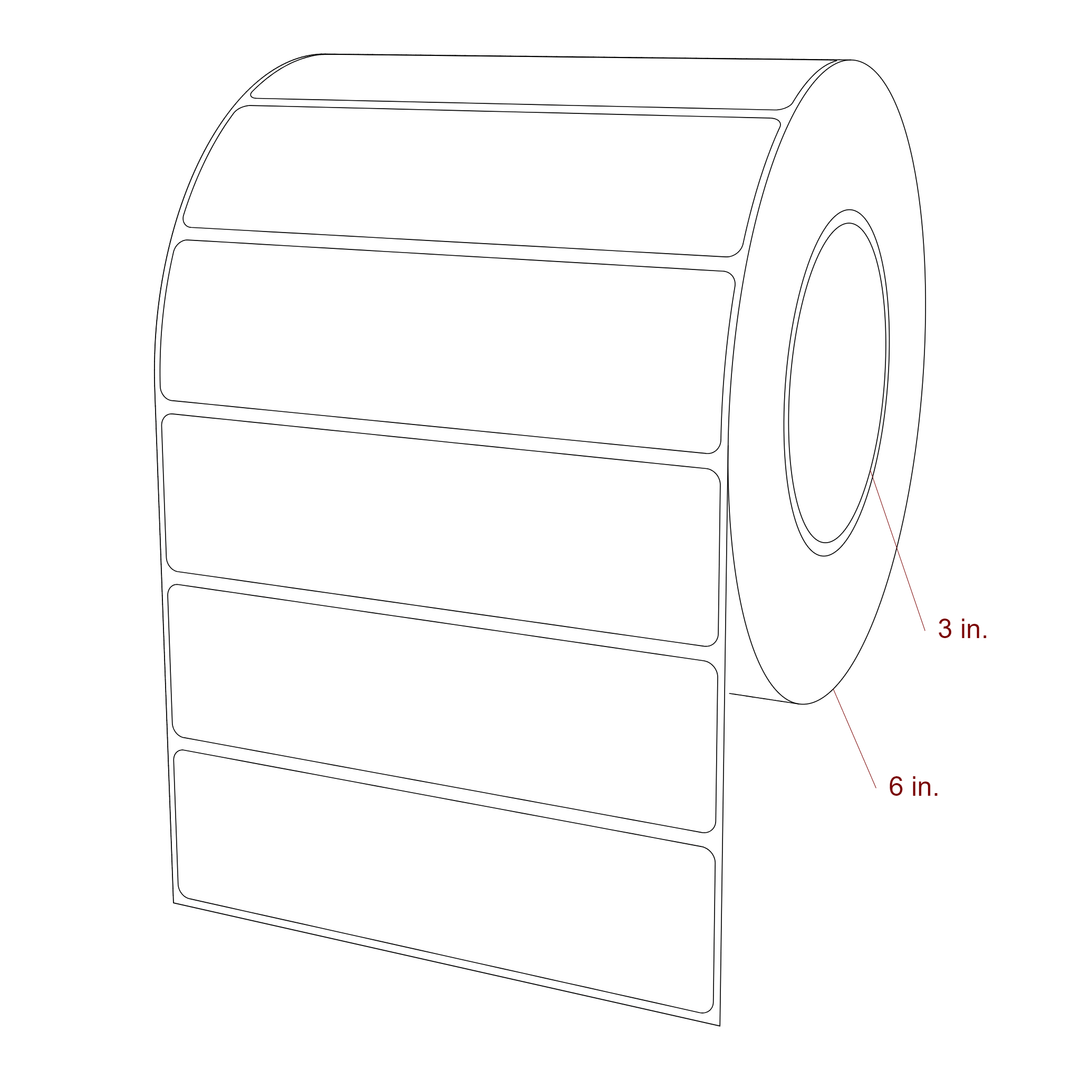 5.5 Inch x 1.5 Inch Rectangle Inkjet Label Roll - 3 Inch Core - 6 Inch Roll OD - 3D Perspective