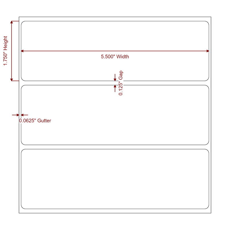 5.5" x 1.75" Inkjet Label Rolls | Fits Epson ColorWorks, VIPColor & Primera - Label Diagram