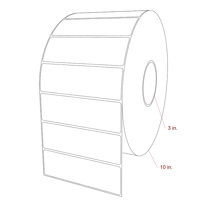 5.5 Inch x 1.75 Inch Rectangle Inkjet Label Roll - 3 Inch Core - 10 Inch Roll OD - 3D Perspective