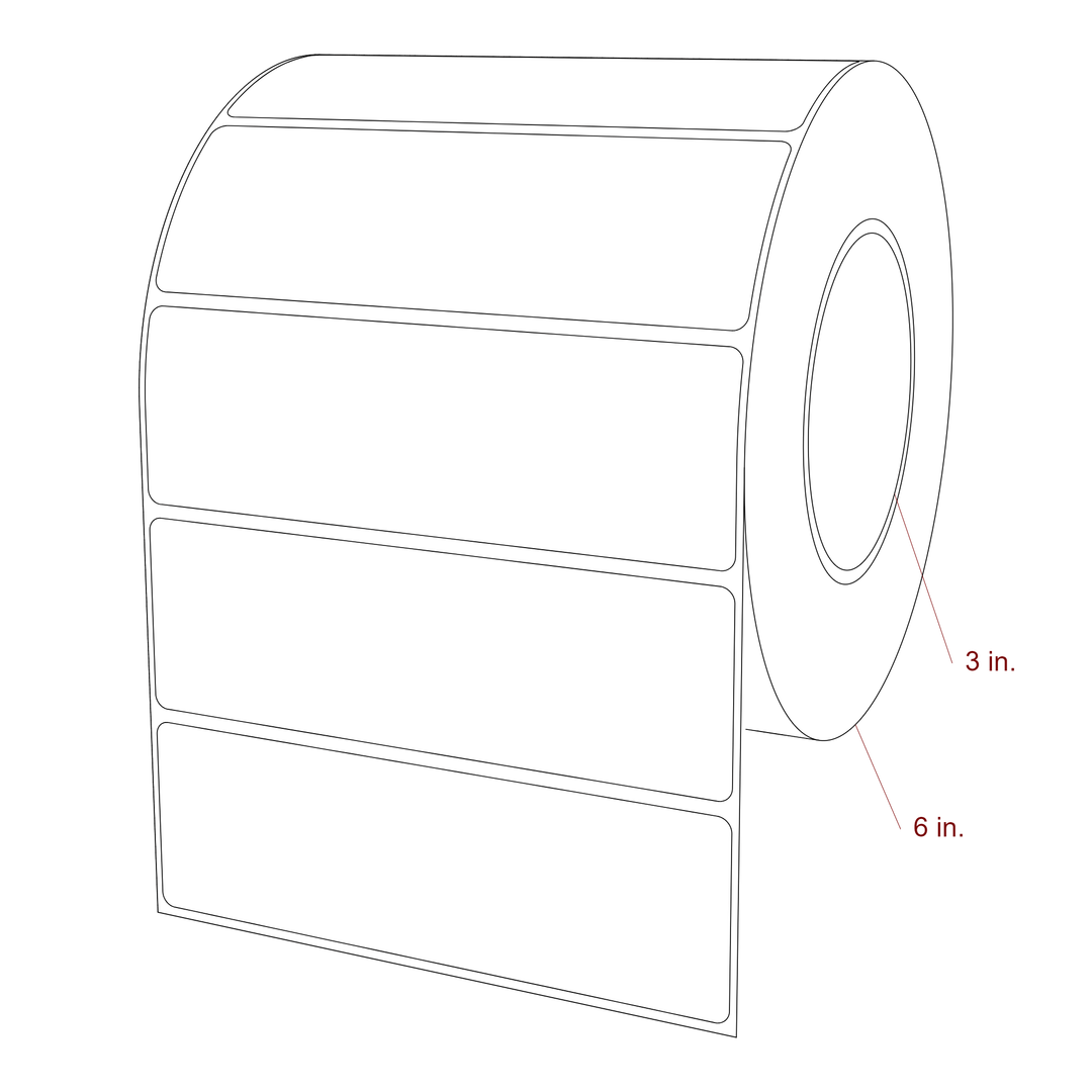 5.5 Inch x 1.75 Inch Rectangle Inkjet Label Roll - 3 Inch Core - 6 Inch Roll OD - 3D Perspective