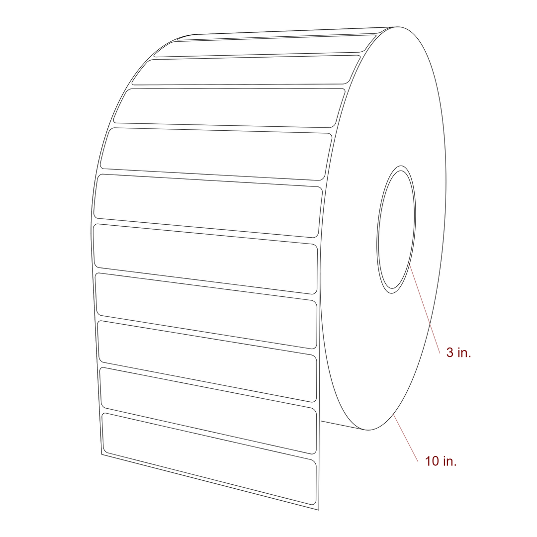 5.5 Inch x 1 Inch Rectangle Inkjet Label Roll - 3 Inch Core - 10 Inch Roll OD - 3D Perspective