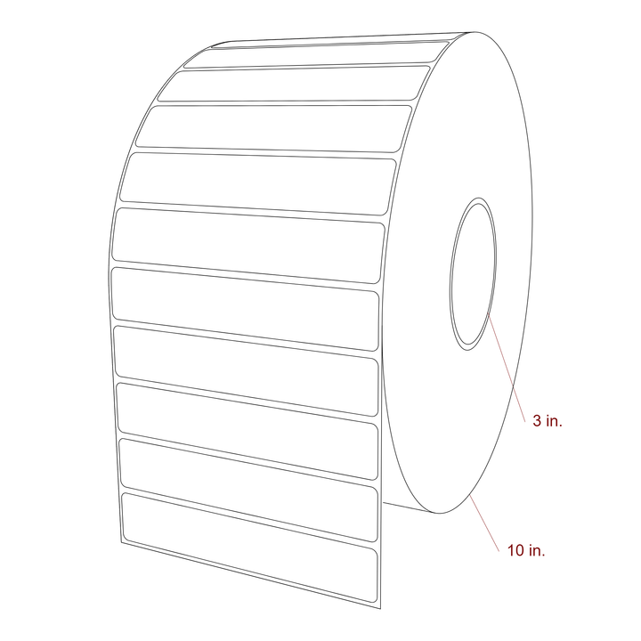 5.5 Inch x 1 Inch Rectangle Inkjet Label Roll - 3 Inch Core - 10 Inch Roll OD - 3D Perspective