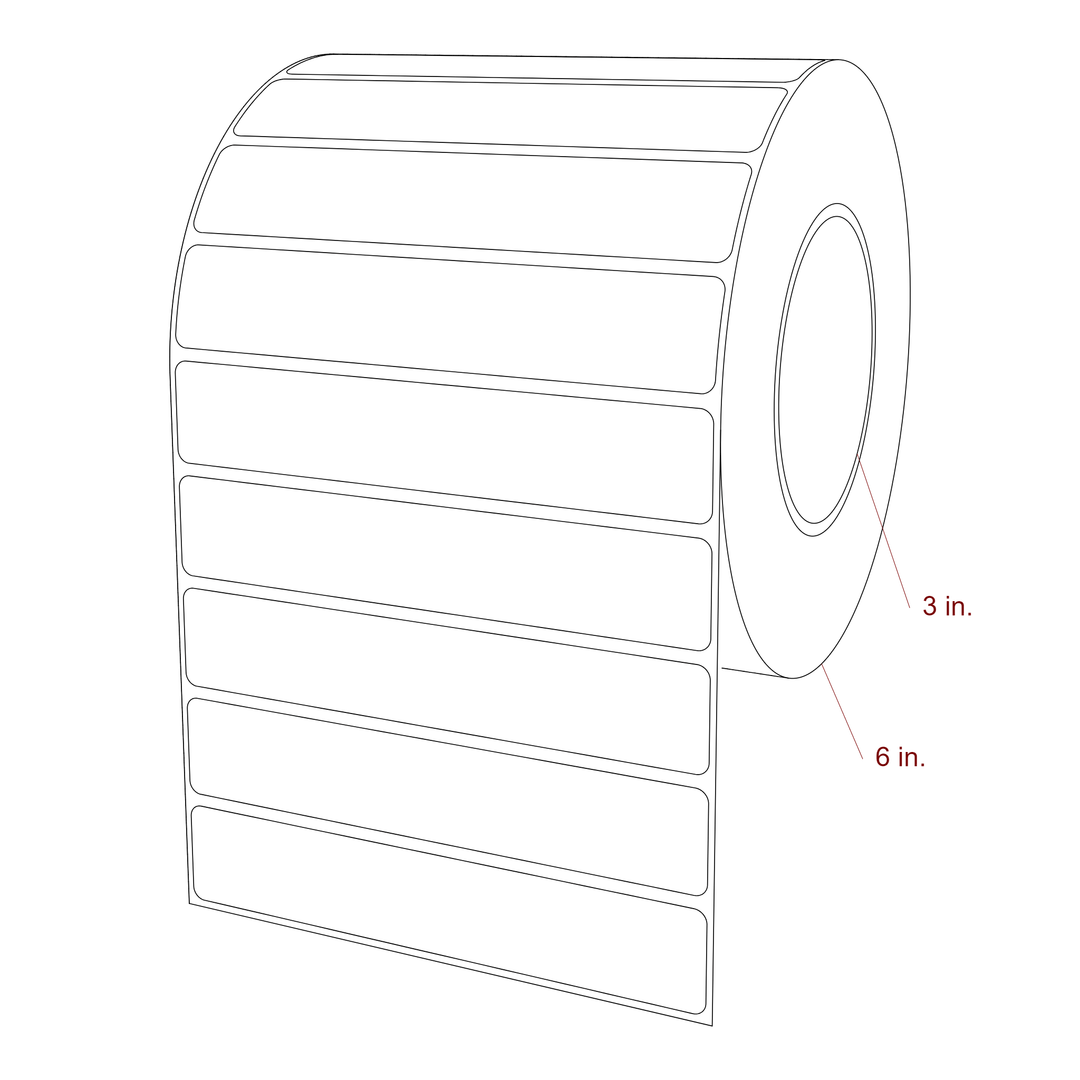 5.5 Inch x 1 Inch Rectangle Inkjet Label Roll - 3 Inch Core - 6 Inch Roll OD - 3D Perspective