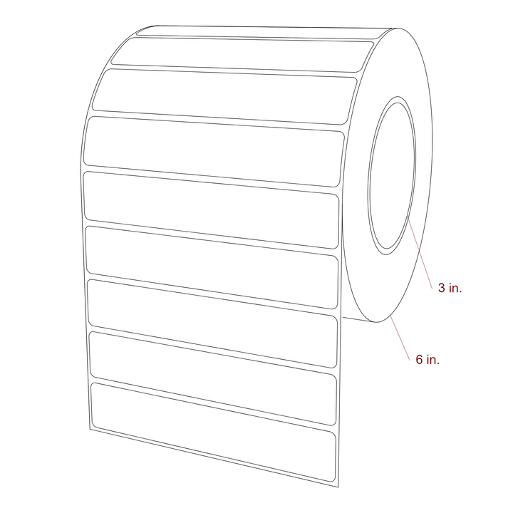5.5 Inch x 1 Inch Rectangle Inkjet Label Roll - 3 Inch Core - 6 Inch Roll OD - 3D Perspective